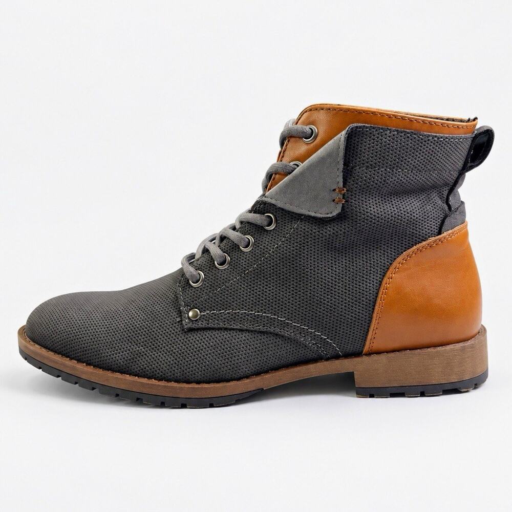 Restoration Crush Men’s Size 7M Gray Tan Lace Up Ankle Boots Casual Urban Retro